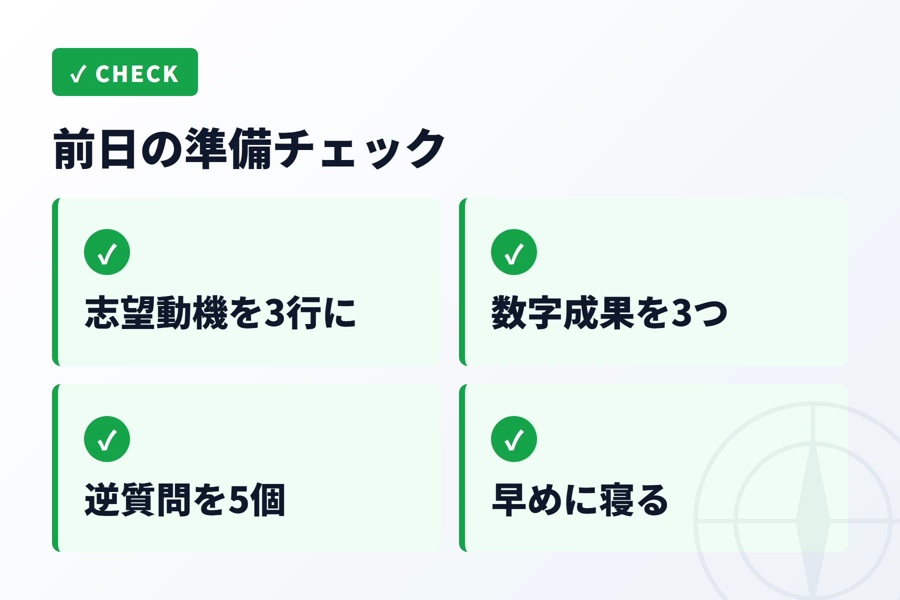 面接前日のチェックリスト図解